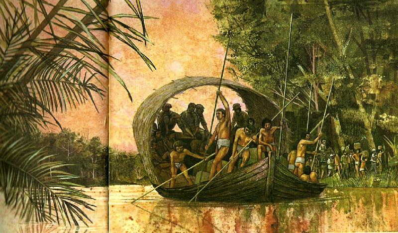 unknow artist det var med den baten som prellano och hans 50 foljeslagare gjorde sin fard till amazonflodens mynning